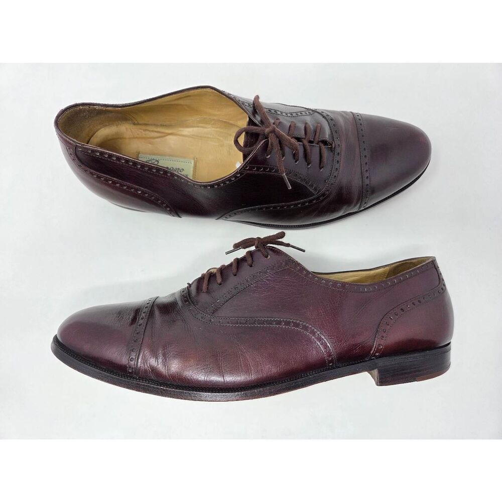 BRAGANO COLE HAAN CORDOVAN BROGUE CAPTOE OXFORD DRESS SHOES MENS SIZE 12 D ITALY